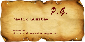 Pavlik Gusztáv névjegykártya